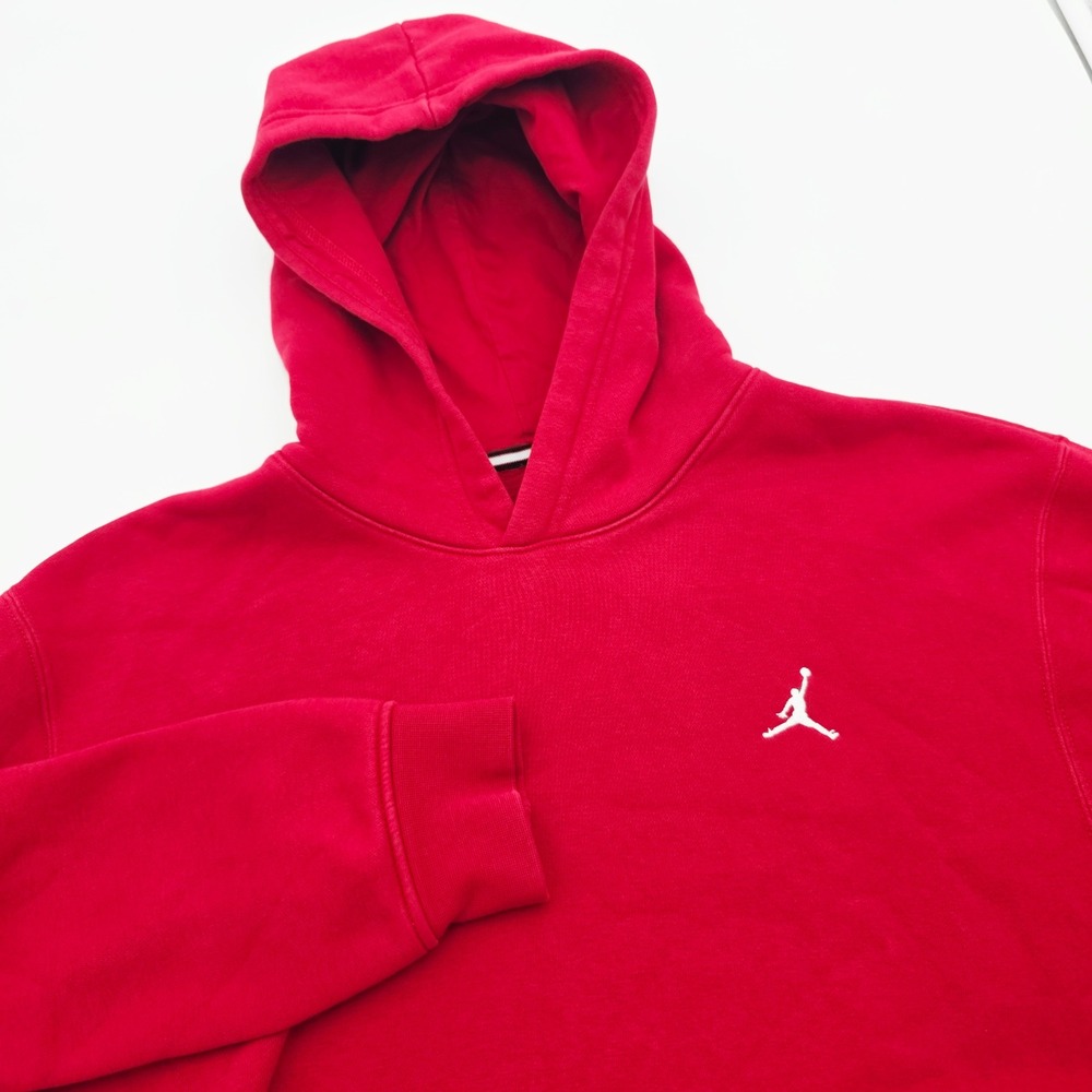 Nike Jordan Mens Small Jumpman Logo Pullover Hoodie Red Fleece Sweatshirt FJ7774